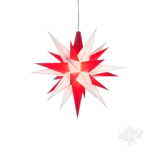 Stern A1e weiß/rot, ca. 13cm, Plastik inkl. LED E 10