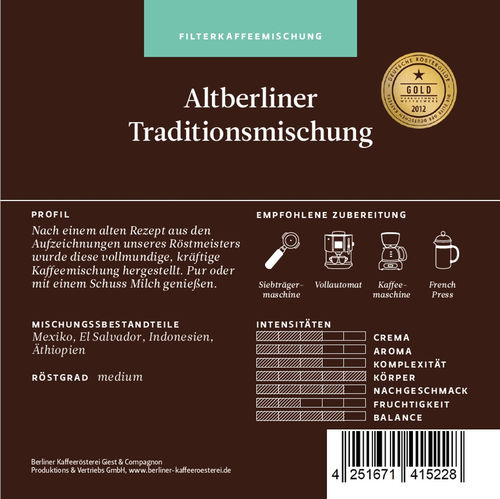 Berliner Kaffeerösterei Altberliner Traditionsmischung (250 g)
