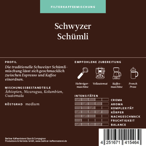 Berliner Kaffeerösterei Schwyzer Schümli (250 g)