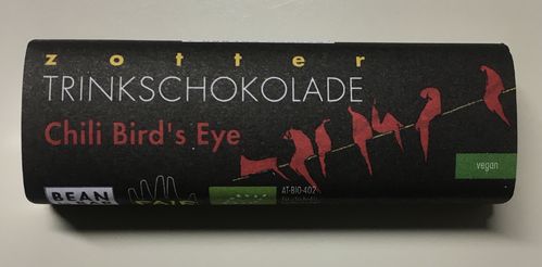 Zotter Bio+Fair Trinkschokolade Chili Bird`s Eye 22 g Riegel